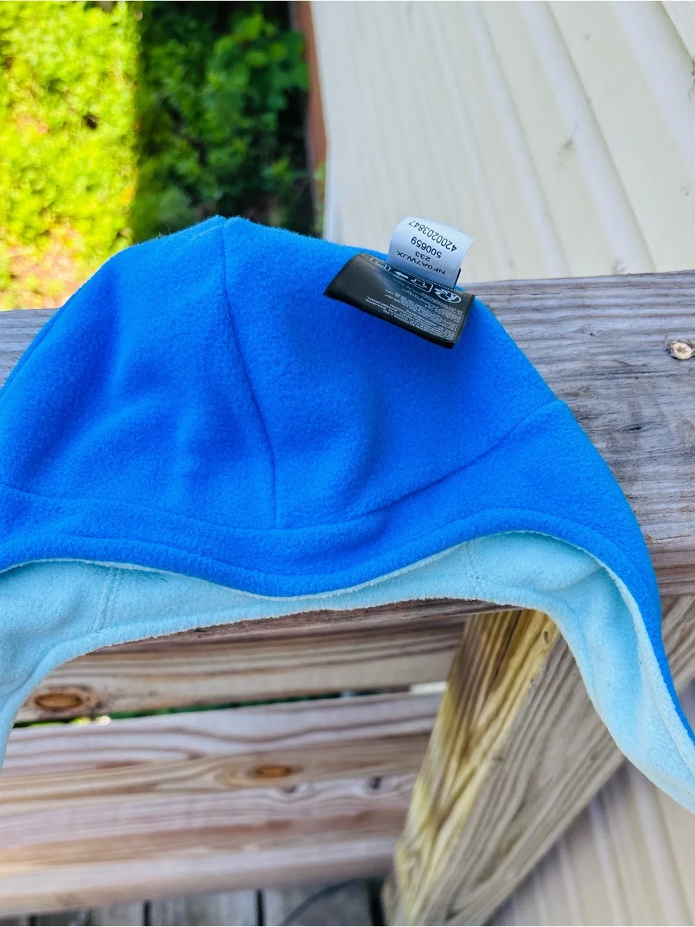 The North Face Kids Light Blue Pom Fleece Beanie